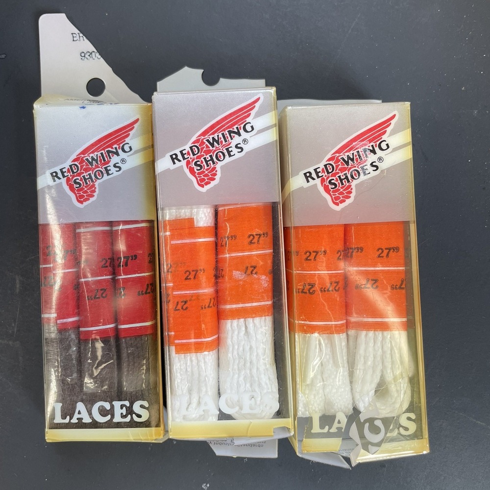 VINTAGE RED WING 3 PACKS of SHOE LACES 2 WHITE 1 BROWN 27" New Old Stock
